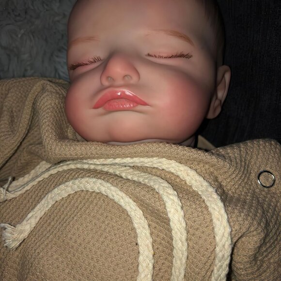 🆕 Reborn Baby Doll Brown Rooted Eyelashes Sleeping Painted Hair Premie My Arms - Picture 2 of 6